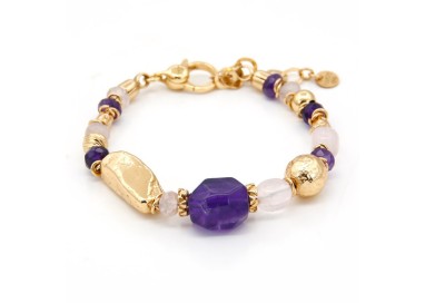 PULSERA ETNIA AMATISTA Y CUARZO ROSA