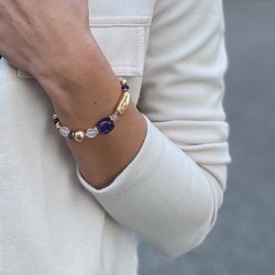 PULSERA ETNIA AMATISTA Y CUARZO ROSA