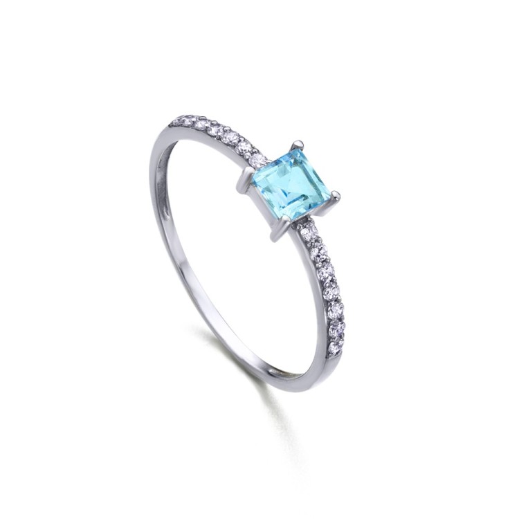 ANILLO ORO TOPACIO Y DIAMANTES 0.07CT