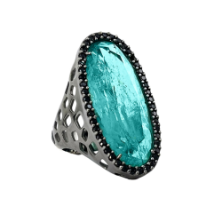 ANILLO WONDER PARAÍBA PLATA 925 Y ORO 18
