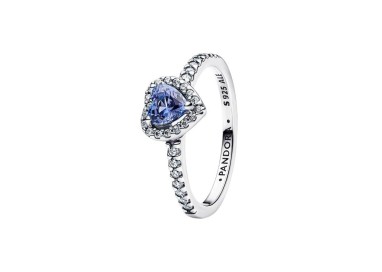 ANILLO CORAZÓN AZUL EN RELIEVE BRILLANTE