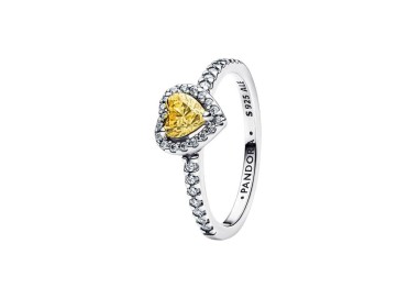 ANILLO CORAZÓN AMARILLO EN RELIEVE
