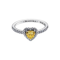 ANILLO CORAZÓN AMARILLO EN RELIEVE