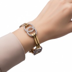 PULSERA ORO Y CIRCONITAS BRILLO INFINITO