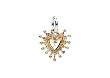 CHARM COLGANTE DOBLE CORAZÓN RADIANTE