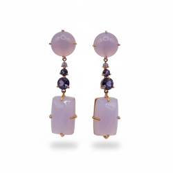 PENDIENTES ORO PIEDRA FINA Y DIAMANTES