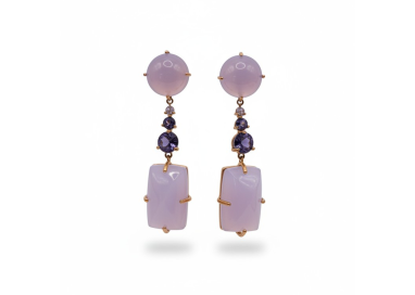 PENDIENTES ORO PIEDRA FINA Y DIAMANTES