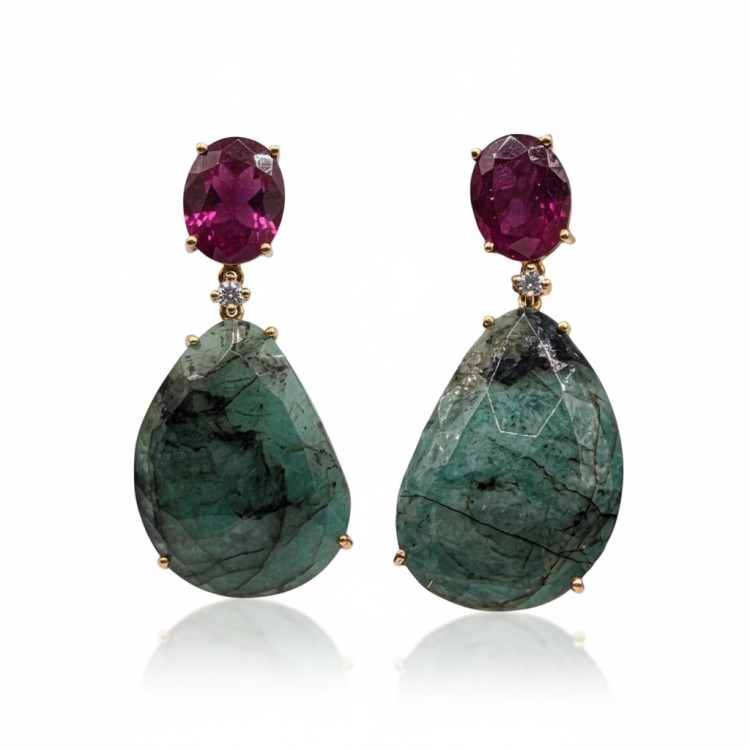 PENDIENTES DE ORO Y PIEDRAS FINAS