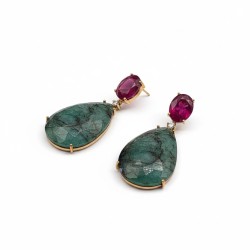 PENDIENTES DE ORO Y PIEDRAS FINAS