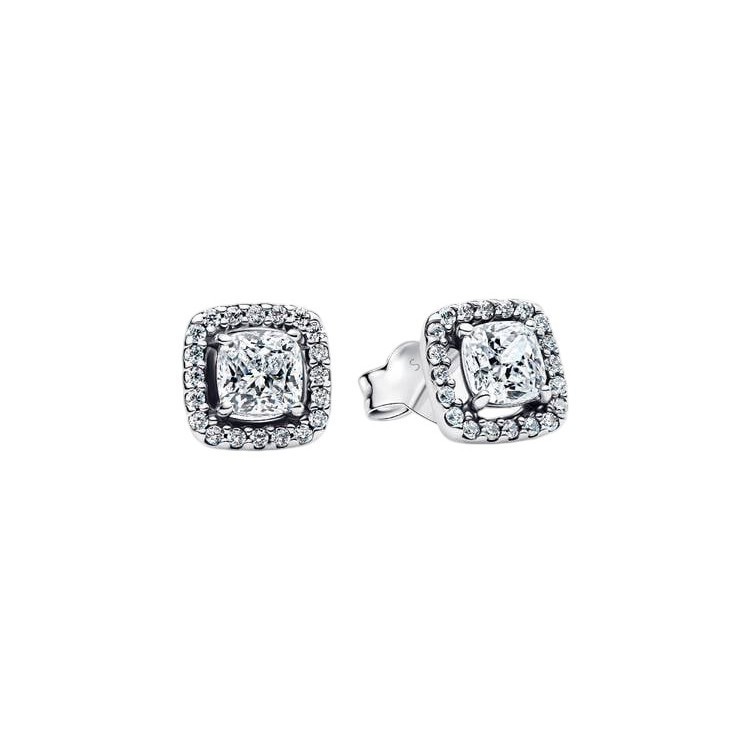 PENDIENTES DE BOTÓN HALO BRILLANTE