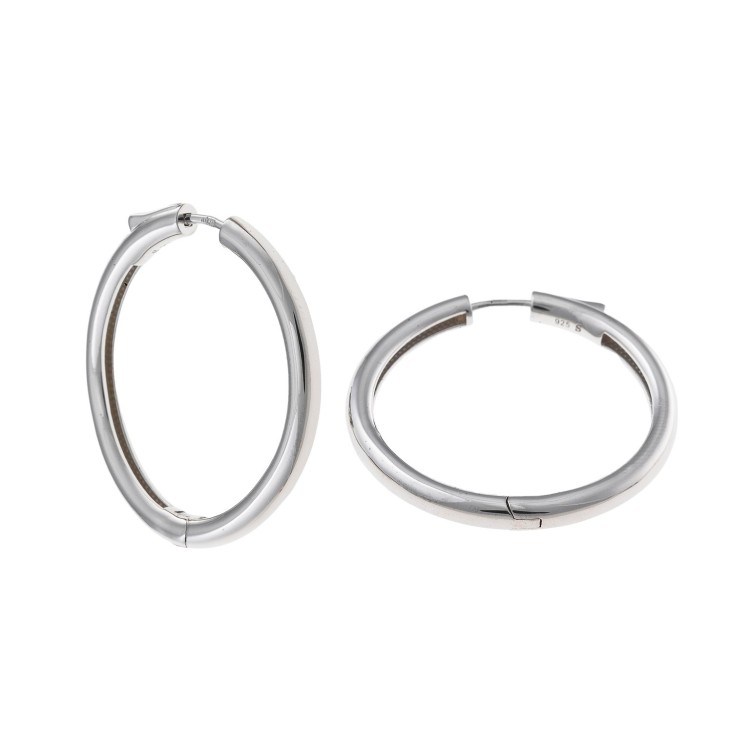 PENDIENTES PLATA RODIO ARO TUBO REDONDO