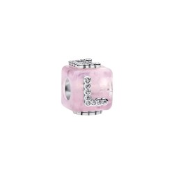 CHARM CUBO AMOR CRISTAL DE MURANO ROSA