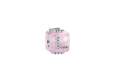 CHARM CUBO AMOR CRISTAL DE MURANO ROSA
