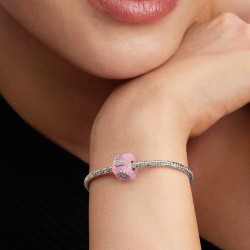 CHARM CUBO AMOR CRISTAL DE MURANO ROSA