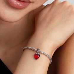 CHARM CORAZÓN CRISTAL DE MURANO ROJO