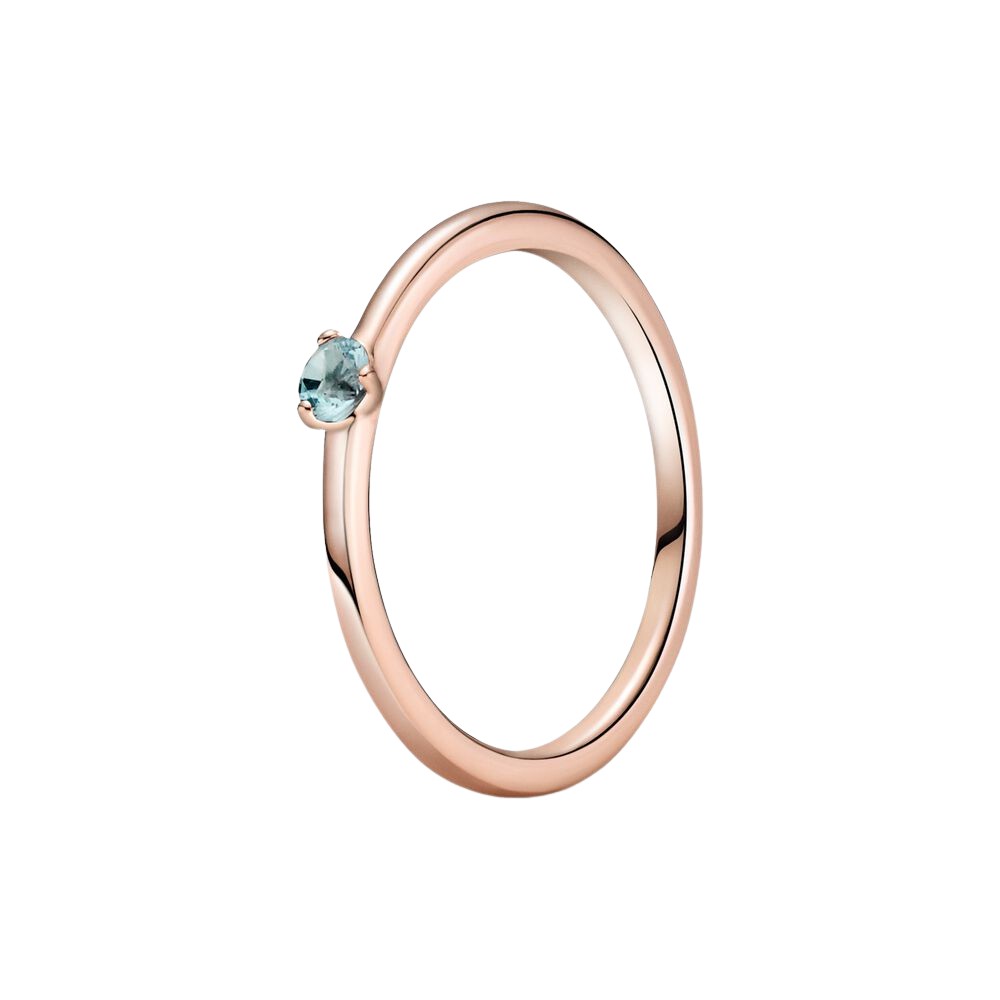 Pandora Rose ring with bleached aqua blu