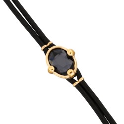 PULSERA BAÑO ORO CRISTAL FACETADO OVAL