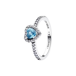 ANILLO DE CORAZÓN ELEVADO AZUL