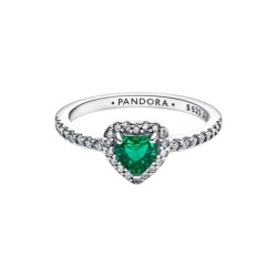 ANILLO DE CORAZÓN ELEVADO VERDE