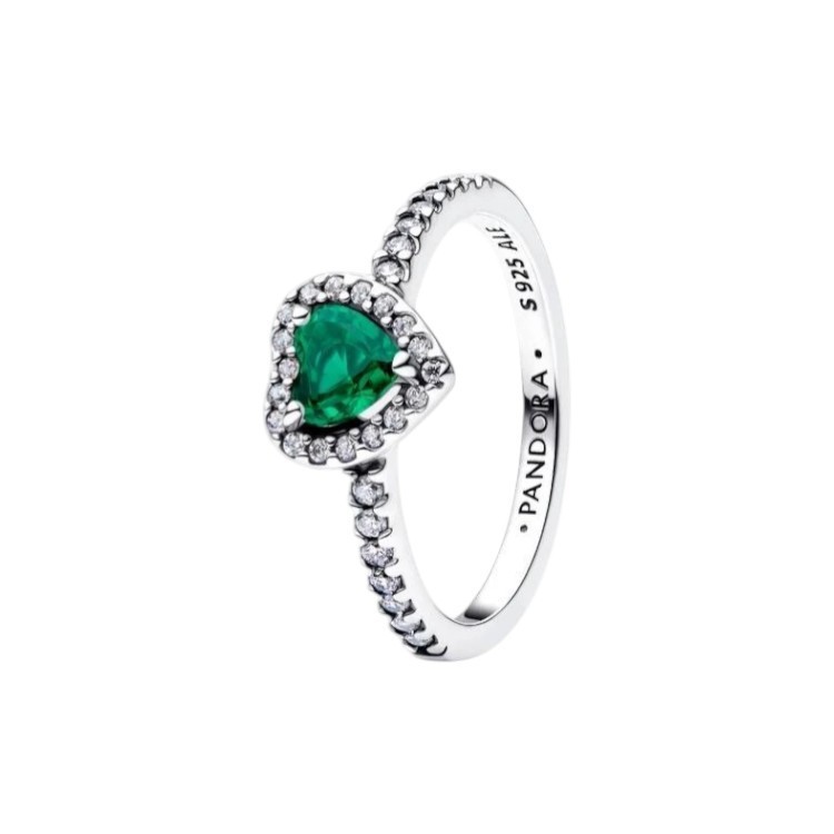 ANILLO DE CORAZÓN ELEVADO VERDE