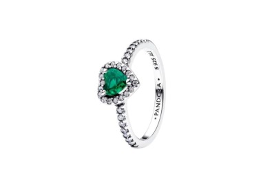 ANILLO DE CORAZÓN ELEVADO VERDE