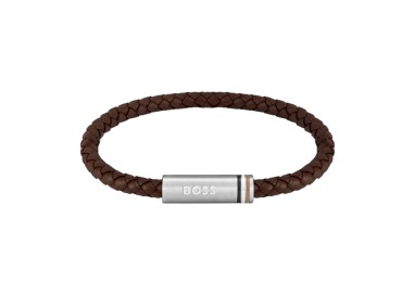PULSERA LOGO HUGO BOSS CUERO TRENZADA