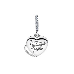 CHARM DOBLE COLGANTE CORAZÓN MAMÁ