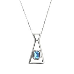 COLLAR LARGO Y COLGANTE CRISTAL AZUL