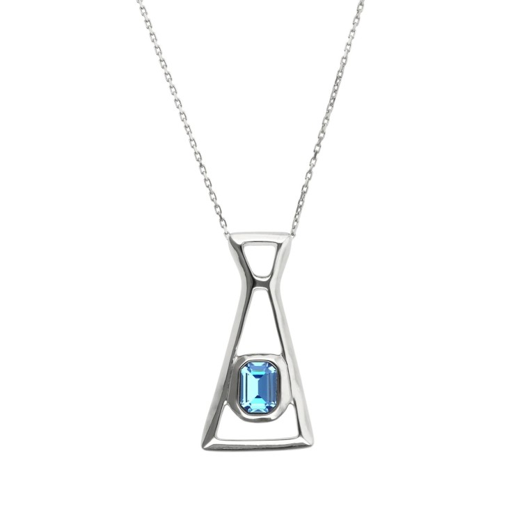 COLLAR LARGO Y COLGANTE CRISTAL AZUL