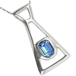 COLLAR LARGO Y COLGANTE CRISTAL AZUL