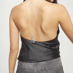 COLLAR LARGO Y COLGANTE CRISTAL AZUL
