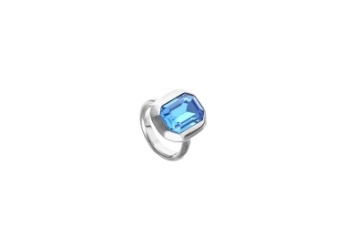ANILLO CRISTAL FACETADO AZUL