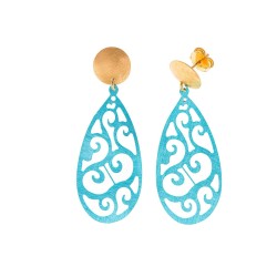 PENDIENTES PLATA CHAPADO DORADO PERA