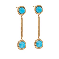 PENDIENTES LARGO TURQUESA CUARZO LARIMAR