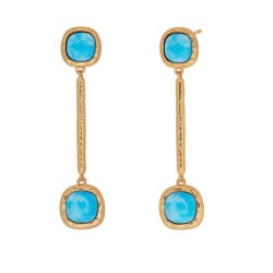 PENDIENTES LARGO TURQUESA CUARZO LARIMAR