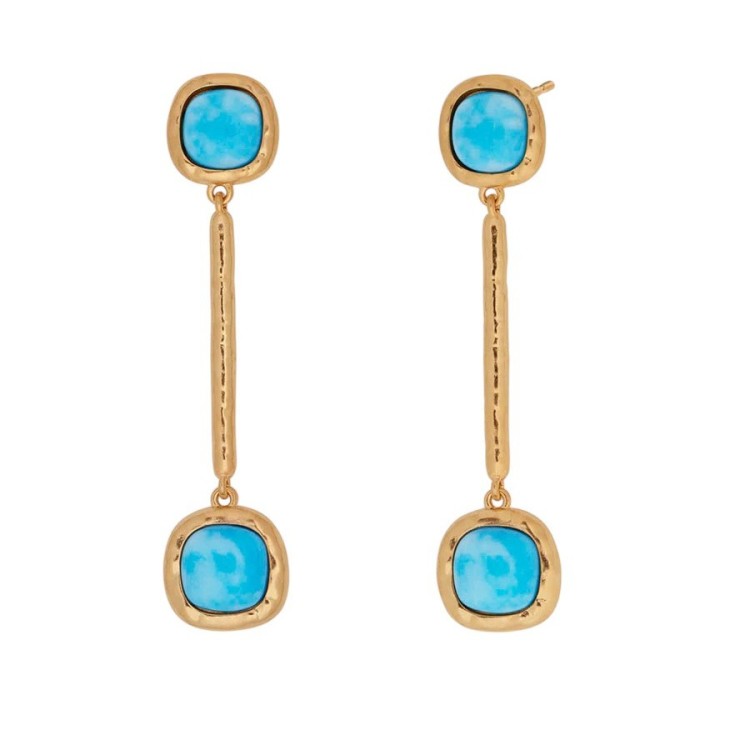 PENDIENTES LARGO TURQUESA CUARZO LARIMAR