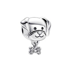 CHARM PLATA PANDORA PERRO CON CIRCONITA