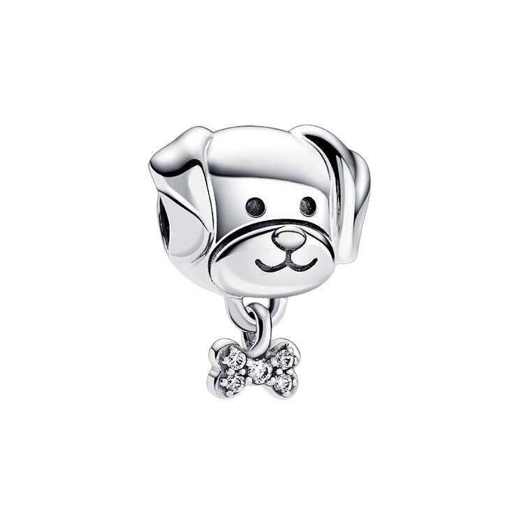 CHARM PLATA PANDORA PERRO CON CIRCONITA