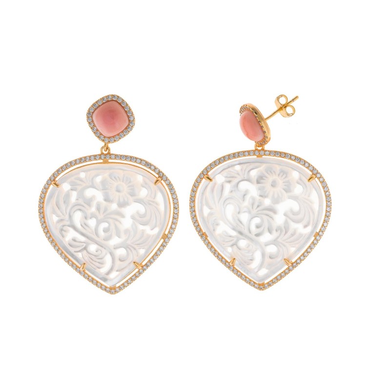 PENDIENTES PLATA ROMBO CHAPADO DORADO
