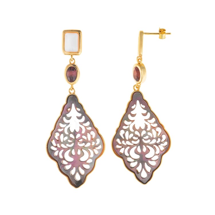 PENDIENTES ROMBO MADRE PERLA OVALES