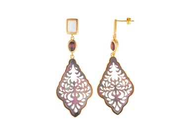 PENDIENTES ROMBO MADRE PERLA OVALES