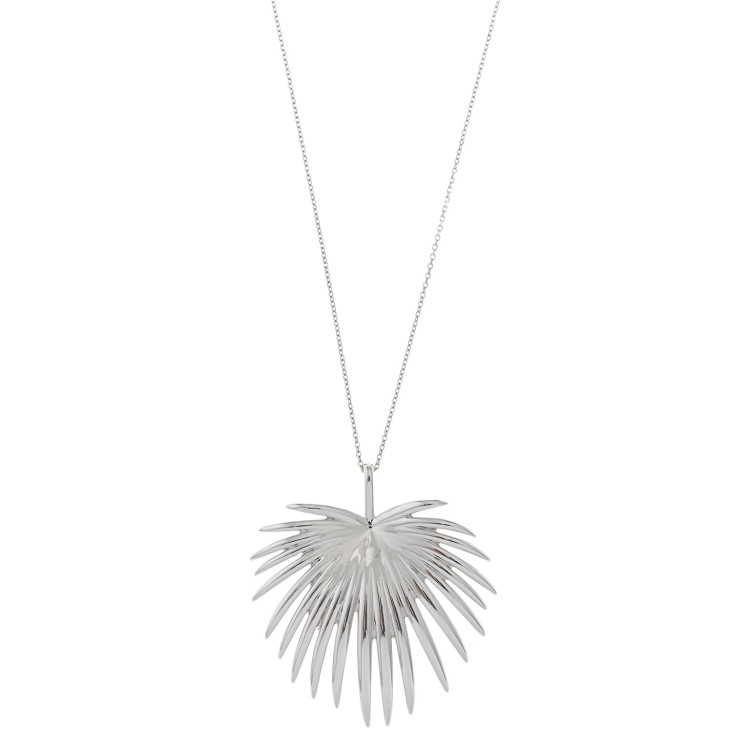 COLLAR HOJA DE PLATA RODIO PULIDA
