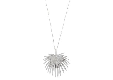 COLLAR HOJA DE PLATA RODIO PULIDA