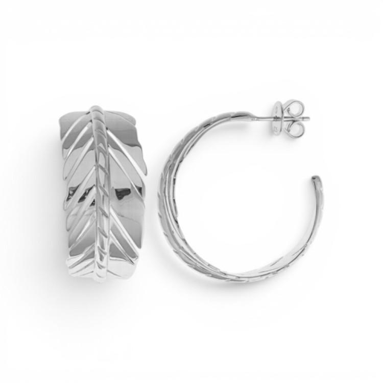 PENDIENTES DE PLATA PLUMA ARO PULIDO