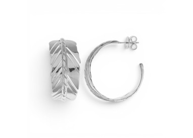PENDIENTES DE PLATA PLUMA ARO PULIDO