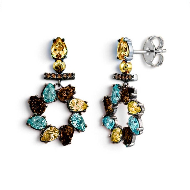 PENDIENTES SAMBA CON CIRCONITAS Y ORO