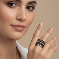 ANILLO CON BANDA ORO SPIRIT Y ESPINELAS
