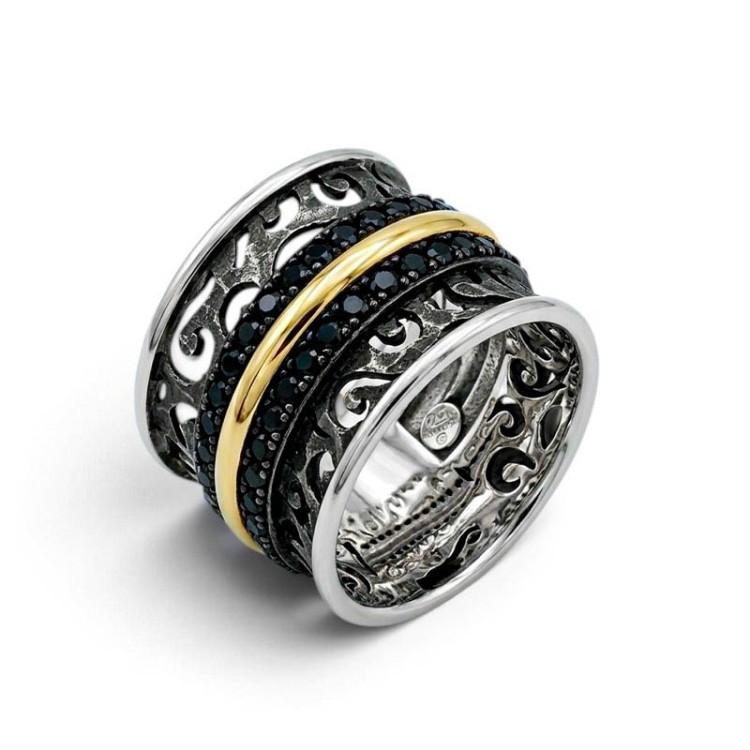 ANILLO CON BANDA ORO SPIRIT Y ESPINELAS