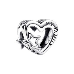 Charm Corazón en filigrana Familia y Estrella