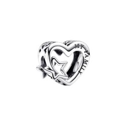 Charm Corazón en filigrana Familia y Estrella